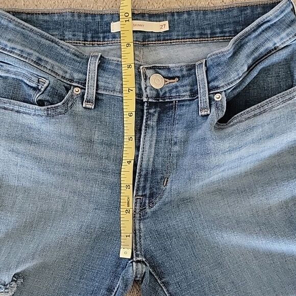 Levi's 711 Skinny Distressed Cuffed Frayed Hem Jeans - Size 27 - Picture 11 of 14